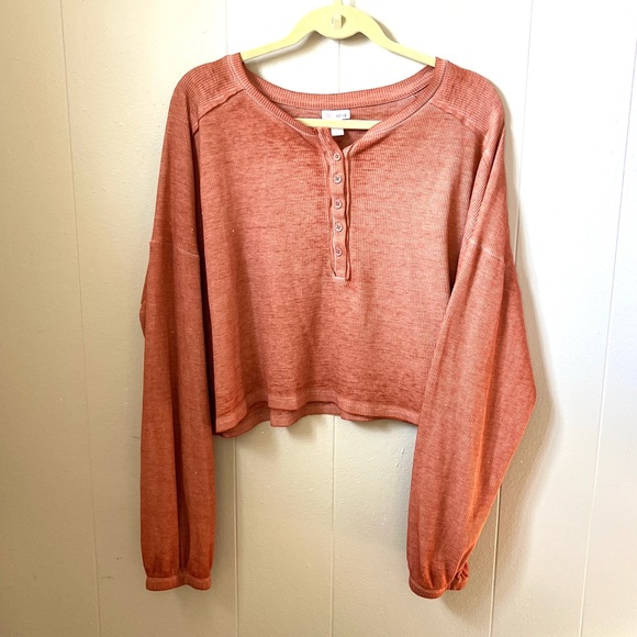 Flirtitude Orange Cropped Long Sleeve - Picture 1 of 3